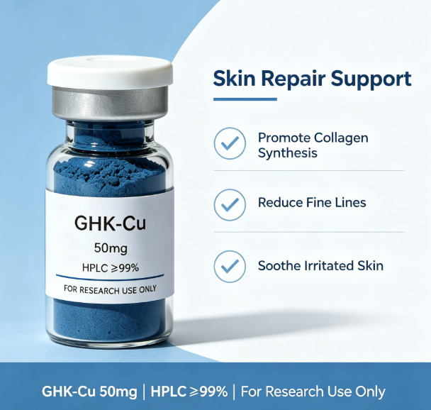 GHK-Cu Blue Copper Peptide Powder 99% Purity For Skincare Anti Wrinkle & Skin Regeneration